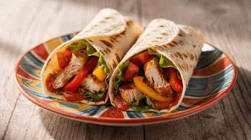 Wraps de poulet et crudités